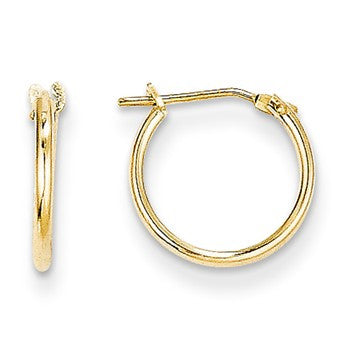 14k Yellow Gold 1mm Hoop Earrings