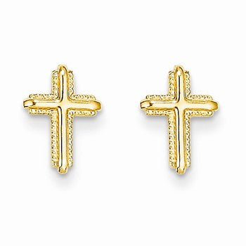 14k Yellow Gold Cross Post Earrings