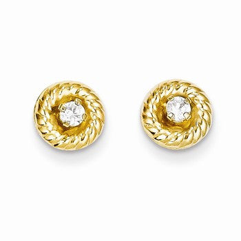 14k Yellow Gold 2.5mm CZ Post Earrings