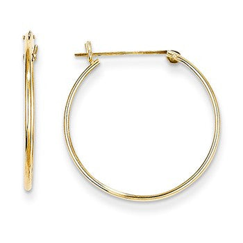 14k Yellow Gold 1mm Hoop Earrings