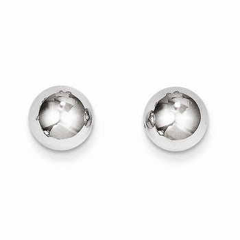 14k White Gold Polished 8mm Ball Post Earrings