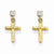 14k Yellow Gold Cross w/CZ Post Earrings