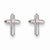 14k White Gold Cross w/Pink CZ Screwback Post Earrings