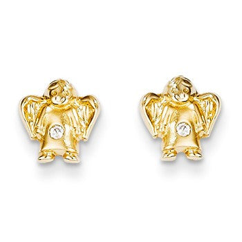 14k Yellow Gold CZ Angel Post Earrings