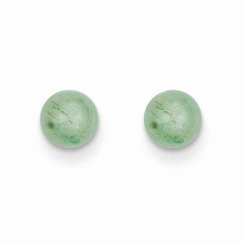 14k Yellow Gold 5mm Green Natural Stone Post Earrings