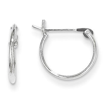 14k White Gold 1mm Hoop Earrings