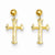 14k Yellow Gold Cross Dangle Post Earrings