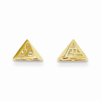14k Yellow Gold Pyramid Shape w/ CZ inside Post Earrings