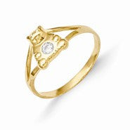 14k Yellow Gold CZ Teddy Bear Baby Ring