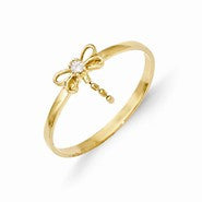 14k Yellow Gold CZ Dragonfly Baby Ring