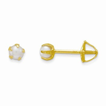 14k Yellow Gold 2.5mm Cultured Pearl Earrings