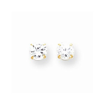 14k Yellow Gold 5.25mm CZ Post Earrings