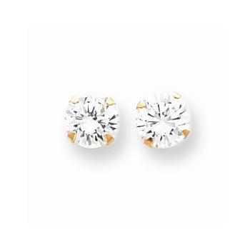 14k Yellow Gold 6.5mm CZ Post Earrings