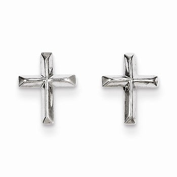 14k White Gold Cross Post Earrings