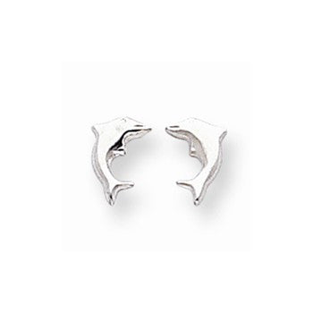 14k White Gold Sm. Dolphin Earrings