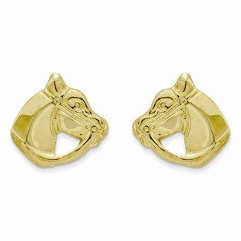 14k Yellow Gold Polished Horse Head Post Earrings