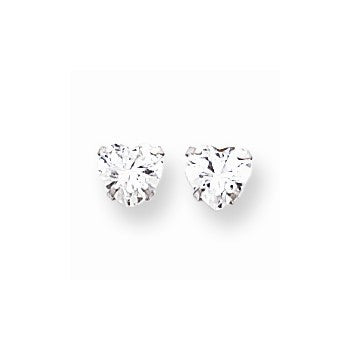 14k White Gold CZ Heart Earrings