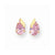 14k Yellow Gold Pink Pear Shaped CZ with Leaf Post Earrings