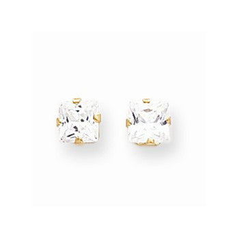 14k Yellow Gold 5mm Square CZ Post Earrings