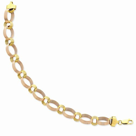 14K White and Yellow Gold Scallop Link Bracelet