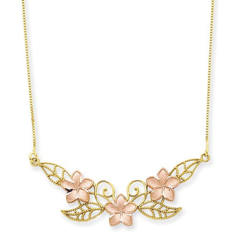 14K Two-Tone Fancy Plumeria Necklace