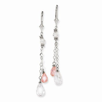 14k Yellow Gold Clear Pink CZ Earrings