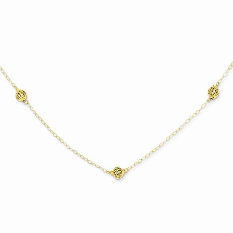 14K Yellow Gold Bead Necklace