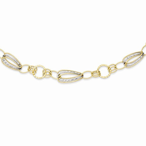 14K Two-Tone Textured Hollow Necklace