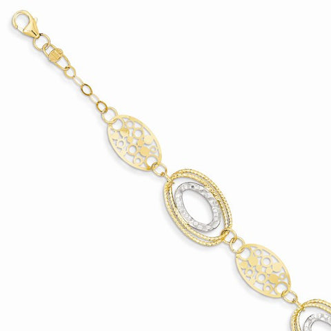 14K White and Yellow Gold Polished Bracelet