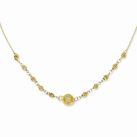 14K Yellow Gold Gold Cable Filigree Beads Necklace