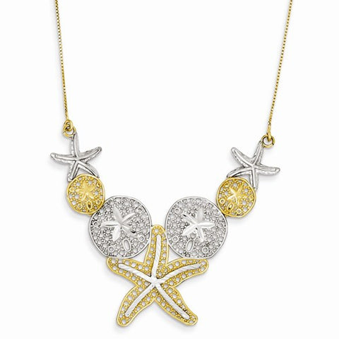 14K Yellow Gold & Rhodium Diamond-Cut Sea Life Necklace