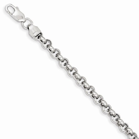 14K White Gold Polished Fancy Rolo Link Bracelet