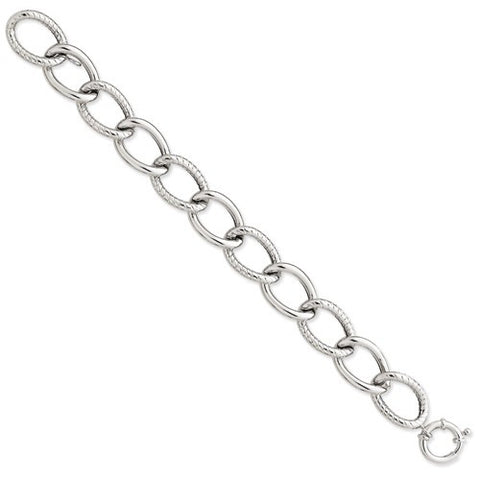 14K White Gold Polished Fancy Link Bracelet