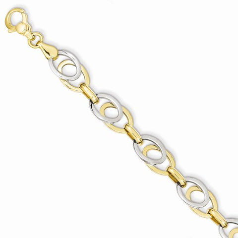 14K White and Yellow Gold Polished Fancy Link Bracelet