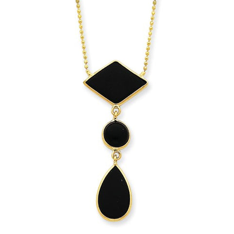 14K Yellow Gold Fancy Onyx Necklace