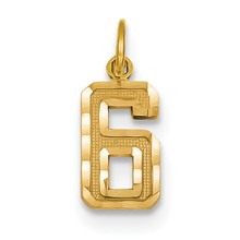 14ky Casted Small Diamond Cut Number 6 Charm hide-image