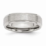 Stainless Steel Ridged Edge 6mm Satin and Polished Wedding Band