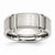 Stainless Steel Beveled Edge Grooved 8mm Polished & Brushed Wedding Band