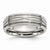 Stainless Steel Criss-cross Design 7mm Brushed Ridged Edge Wedding Band