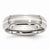 Stainless Steel Sterling Silver Inlay Ridged Edge 6mm Brushed and Polished, Size 8, Ring