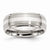 Stainless Steel Sterling Silver Inlay Ridged Edge 8mm Brushed and Polished, Size 13.5, Ring