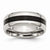 Stainless Steel Black Enamel 8mm Polished Beveled Edge Wedding Band