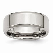 Stainless Steel Beveled Edge 8mm Polished Wedding Band