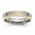 Stainless Steel Beveled Edge 5mm Polished & Brushed Yellow IP-plated Wedding Band