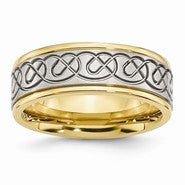 Stainless Steel 8mm Yellow IP-plated Polished & Brushed Wedding Band