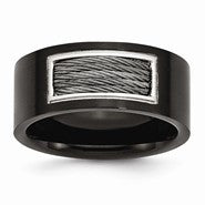 Stainless Steel Black IP-Plated with Wire Inlay Ring