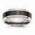 Stainless Steel Base with Polished Black Ceramic Center Beveled Wedding Band