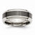 Stainless Steel Base with Polished Black Ceramic Center Beveled Wedding Band