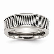 Stainless Steel Base with Steel Mesh Center 8mm Wedding Band