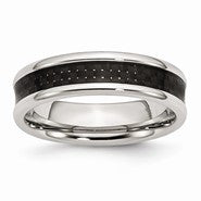 Stainless Steel Black Carbon Fiber 6mm Polished Wedding Band